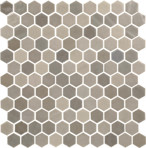 1 Uptown Glass Hexagon  Mosaic Mixed-Color Matte Smooth Glass Tile Light Brown