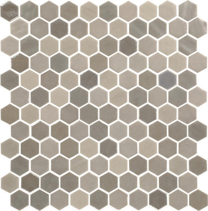1 Uptown Glass Hexagon  Mosaic Mixed-Color Matte Smooth Glass Tile Light Brown