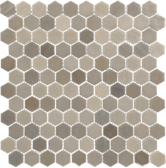 1 Uptown Glass Hexagon  Mosaic Mixed-Color Matte Smooth Glass Tile Light Brown