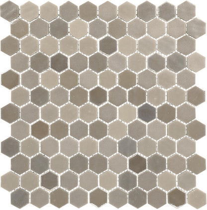 1 Uptown Glass Hexagon  Mosaic Mixed-Color Matte Smooth Glass Tile Light Brown