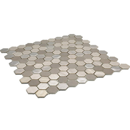 1 Uptown Glass Hexagon  Mosaic Mixed-Color Matte Smooth Glass Tile Light Brown