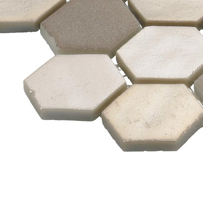 1 Uptown Glass Hexagon  Mosaic Mixed-Color Matte Smooth Glass Tile Light Brown