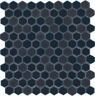 11x12 Uptown Glass Hexagon Mosaic Mixed-Color Matte Smooth Glass Tile