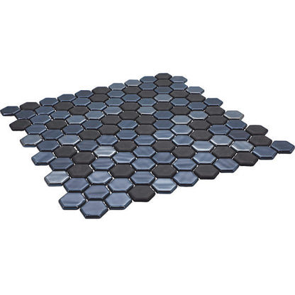 1 Uptown Glass Hexagon  Mosaic Mixed-Color Matte Smooth Glass Tile Dark Navy