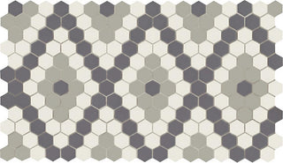 Gray White - 12x21 Unglazed Mosaics Hexagon Diamond Mosaic Mixed-Color Matte Smooth Porcelain Tile
