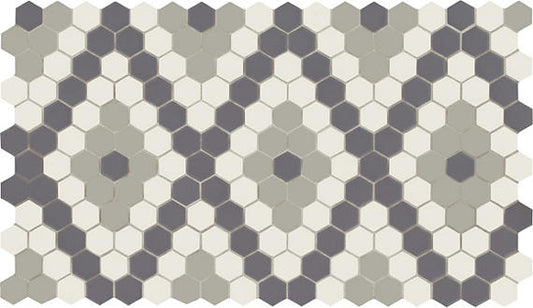 12x21 Unglazed Mosaics Hexagon Diamond Mosaic Mixed-Color Matte Smooth Porcelain Tile
