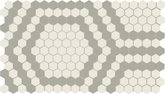 1x1 Unglazed Mosaics Hexagon  Mosaic Solid-Color Matte Smooth Porcelain Tile Light Gray