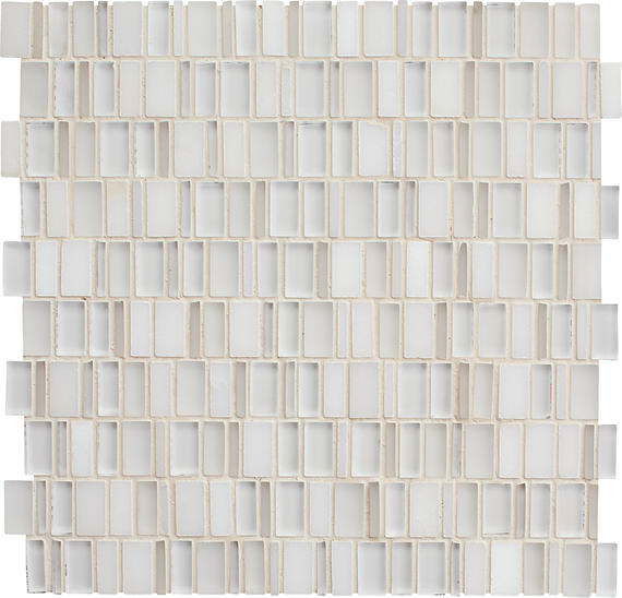 12x12 Clio Mosaics Random Pattern  Mosaic Mixed-Material Look Matte Smooth Glass & Stone Tile White
