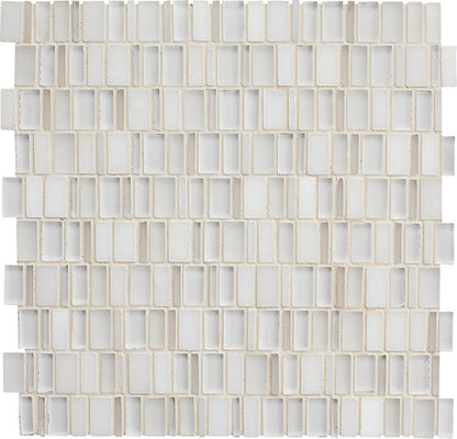 12x12 Clio Mosaics Random Pattern  Mosaic Mixed-Material Look Matte Smooth Glass & Stone Tile White