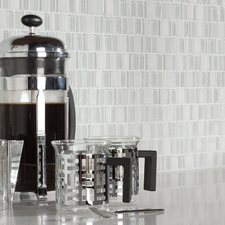 White - 12x12 Clio Mosaics Random Pattern Mosaic Mixed-Material Look Matte Smooth Glass & Stone Tile