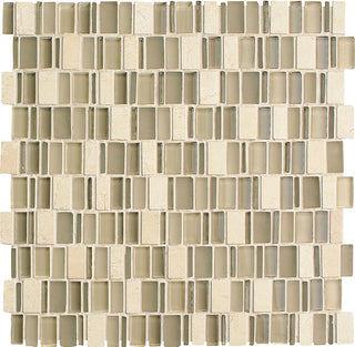 12x12 Clio Mosaics Random Pattern Mosaic Mixed-Material Look Matte Smooth Glass & Stone Tile
