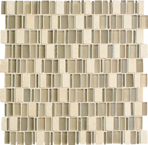 12x12 Clio Mosaics Random Pattern  Mosaic Mixed-Material Look Matte Smooth Glass & Stone Tile Beige