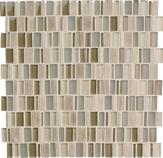 12x12 Clio Mosaics Random Pattern  Mosaic Mixed-Material Look Matte Smooth Glass & Stone Tile Light Brown