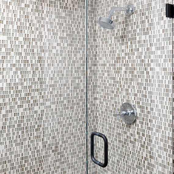 12x12 Clio Mosaics Random Pattern  Mosaic Mixed-Material Look Matte Smooth Glass & Stone Tile Light Brown