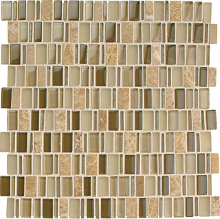 12x12 Clio Mosaics Random Pattern Mosaic Mixed-Material Look Matte Smooth Glass & Stone Tile
