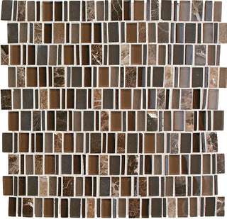 12x12 Clio Mosaics Random Pattern Mosaic Mixed-Material Look Matte Smooth Glass & Stone Tile