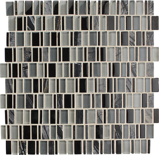 12x12 Clio Mosaics Random Pattern Mosaic Mixed-Material Look Matte Smooth Glass & Stone Tile