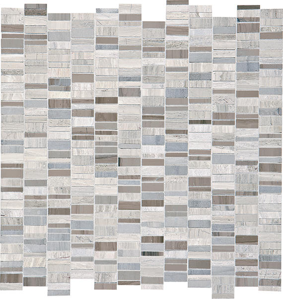 12x12 Decorative Accents Random Pattern Linear Mosaic Stone-Look Matte Smooth Marble Tile Cream Silver