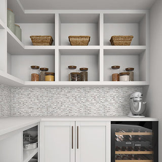 Cream Silver - 12x12 Decorative Accents Random Pattern Linear Mosaic Mixed-Material Matte Smooth Marble Tile