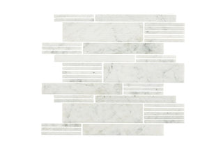 Soft Gray - 12x12 Marble Linear Random Pattern Mosaic Marble-Look Natural Smooth Marble Tile