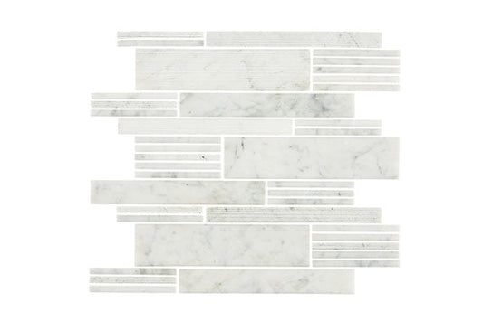 12x12 Marble Linear Random Pattern Mosaic Marble-Look Natural Smooth Marble Tile