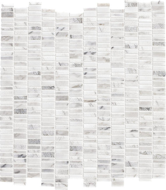1 Marble Random Pattern Mosaic Marble-Look Natural Smooth Marble Tile White Gray