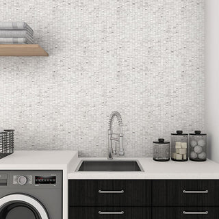 White Gray - 12x12 Marble Random Pattern Mosaic Marble-Look Natural Smooth Marble Tile
