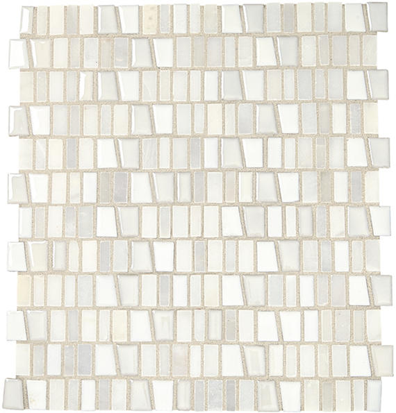 1 Midpark Mosaics Trapezoid Random Pattern  Mosaic Mixed-Material Look Matte Smooth Porcelain Tile White Gray