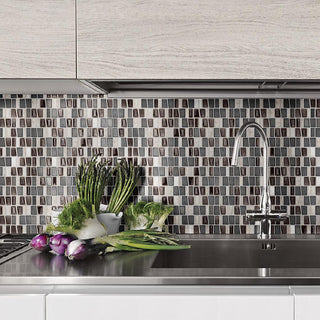 Black - 12x12 Midpark Mosaics Trapezoid Random Pattern Mosaic Mixed-Material Look Matte Smooth Porcelain Tile