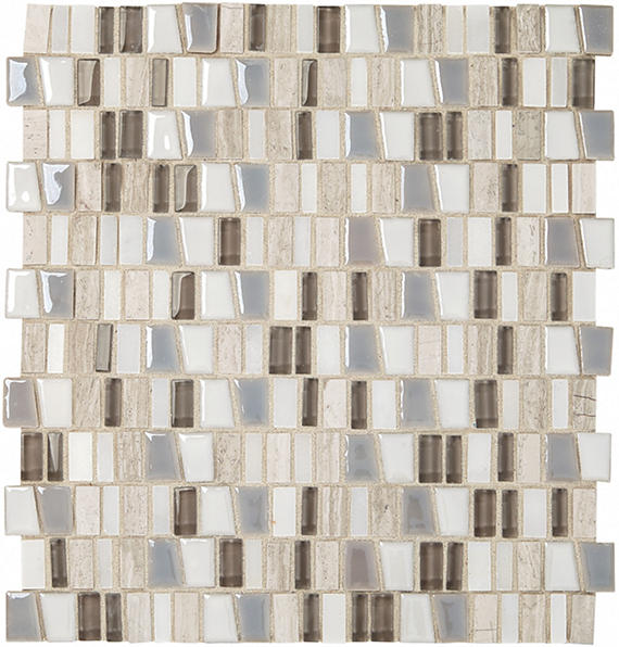 1 Midpark Mosaics Trapezoid Random Pattern  Mosaic Mixed-Material Look Matte Smooth Porcelain Tile Dark Gray
