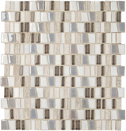 1 Midpark Mosaics Trapezoid Random Pattern  Mosaic Mixed-Material Look Matte Smooth Porcelain Tile Dark Gray