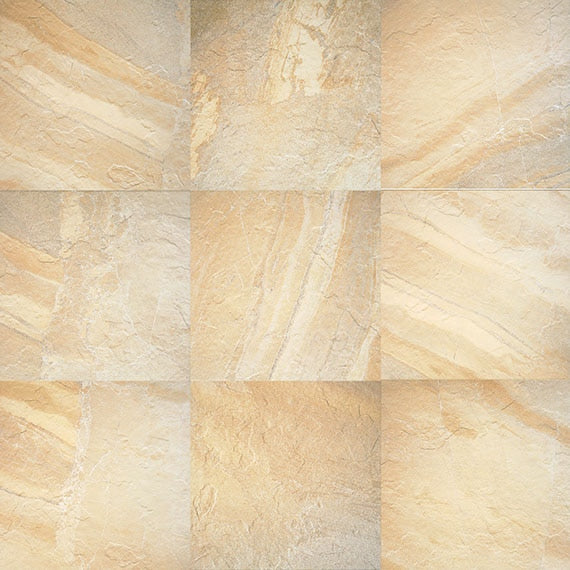 20x20 Ayers Rock Light Veining  Natural Stone-Look Matte Textured Porcelain Tile Golden Sand