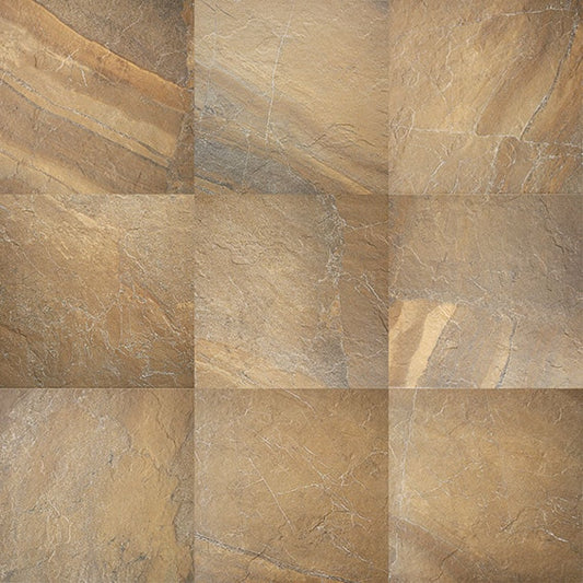 20x20 Ayers Rock Light Veining  Natural Stone-Look Matte Textured Porcelain Tile Golden Brown