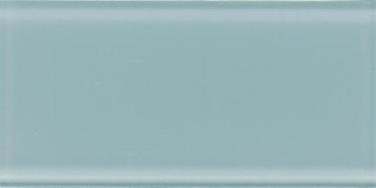 2x12 Color Wave  Natural Solid-Color Glossy Smooth Glass Tile Aqua