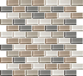 13x14 Color Wave Subway Pattern Mosaic Mixed-Color Glossy Smooth Glass Tile
