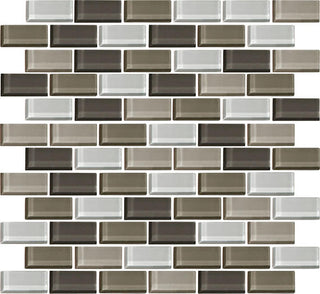 13x14 Color Wave Subway Pattern Mosaic Mixed-Color Glossy Smooth Glass Tile