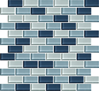 13x14 Color Wave Subway Pattern Mosaic Mixed-Color Glossy Smooth Glass Tile