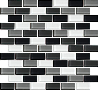 13x14 Color Wave Subway Pattern Mosaic Mixed-Color Glossy Smooth Glass Tile
