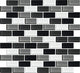 2x1 Color Wave Subway Pattern  Mosaic Mixed-Color Glossy Smooth Glass Tile Gray & Silver