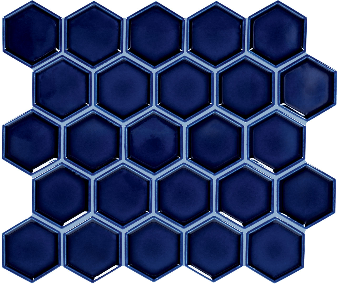 14x12 Artefino Jewel Hexagon Framed Border Mosaic Solid-Color Glossy Smooth Ceramic Tile