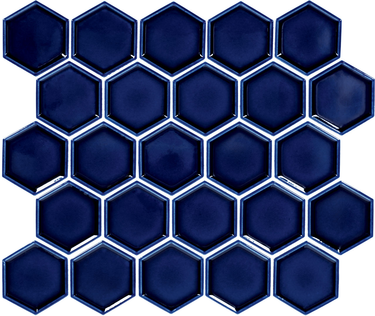 14x12 Artefino Jewel Hexagon Framed Border Mosaic Solid-Color Satin Smooth Porcelain Tile