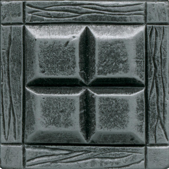 2x2 Armor Grid  Patterned Metallic-Look Satin 3D-Geometric Square Metal Tile Steel Gray
