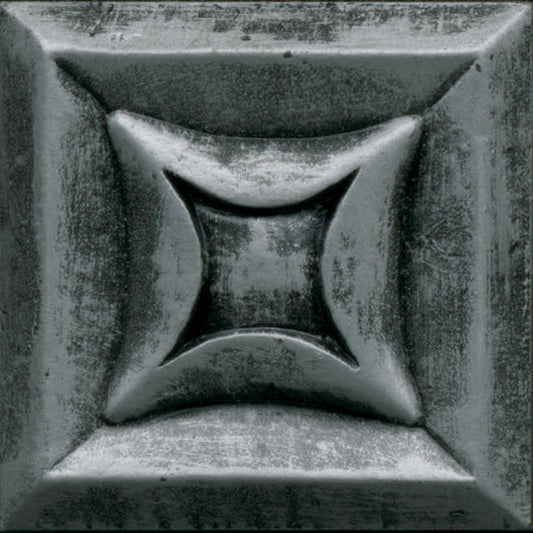 2x2 Armor Star  Natural Metallic-Look Satin 3D-Geometric Metal Tile Steel Gray