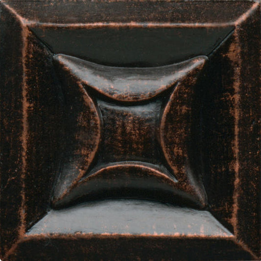 2x2 Armor Star  Natural Metallic-Look Satin 3D-Geometric Metal Tile Bronze Black