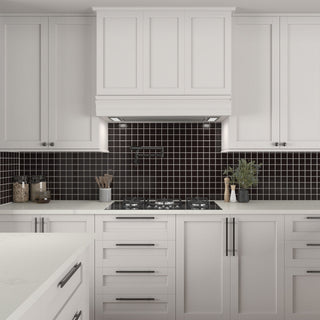 Black - 12x24 Color Wheel Mosaic Straight Joint Mosaic Solid-Color Glossy Smooth Ceramic Tile