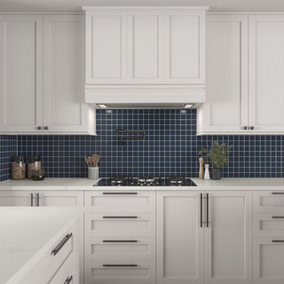 Navy Blue - 12x24 Color Wheel Mosaic Straight Joint Mosaic Solid-Color Glossy Smooth Ceramic Tile