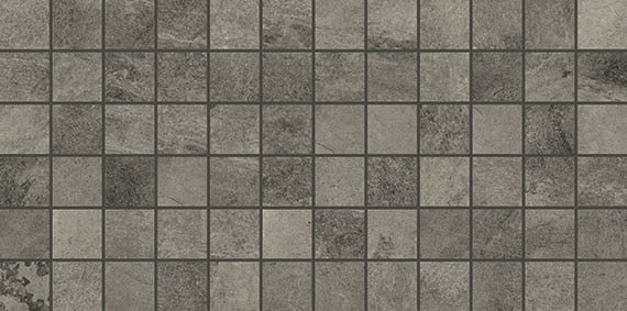 2x2 Slate Attache  Mosaic Stone-Look Matte Smooth Porcelain Tile Dark Gray