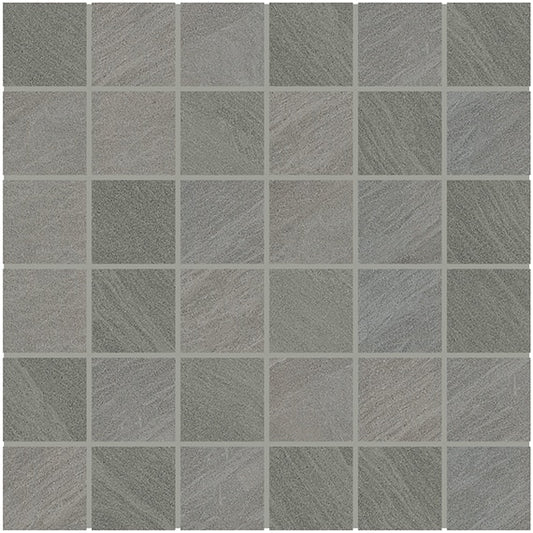 2x2 Modern Oasis Grid  Mosaic Stone-Look Matte Smooth Porcelain Tile Dark Gray