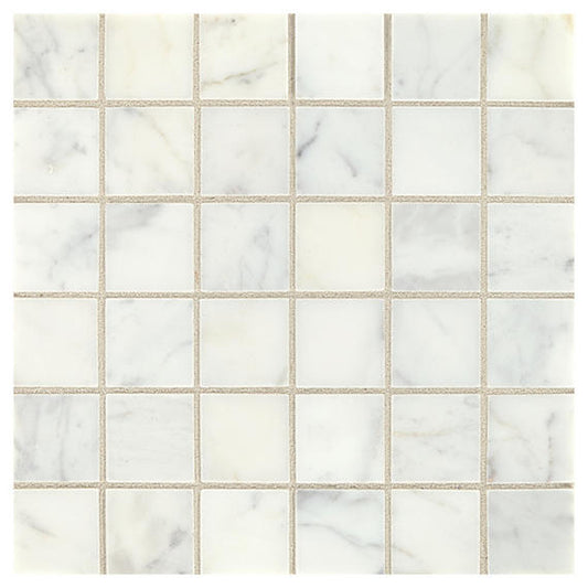 2x2 Marble  Mosaic Stone-Look Honed Smooth Marble Tile White Gray
