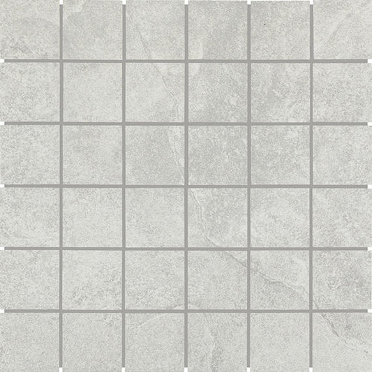 2x2 Choice Straight Joint  Mosaic Stone-Look Matte Smooth Ceramic Tile Light White Gray